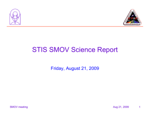 STIS SMOV Science Report Friday, August 21, 2009 Aug 21, 2009 1