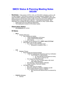 SMOV Status &amp; Planning Meeting Notes 9/03/09 Summary –