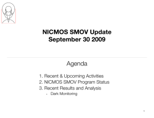 NICMOS SMOV Update September 30 2009 Agenda 1. Recent &amp; Upcoming Activities