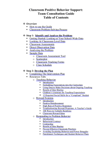 Classroom Positive Behavior Support: Team Consultation Guide Table of Contents