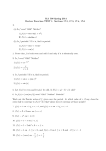 MA 508 Spring 2014 1. (a) Is f even? Odd? Neither?