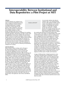 Interoperability Between Institutional and Data Repositories: a Pilot Project at MIT