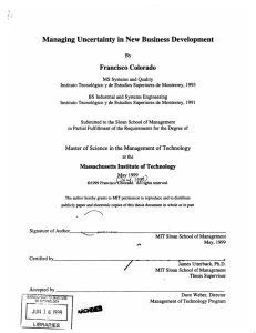 Managing Uncertainty in New  Business  Development Francisco  Colorado