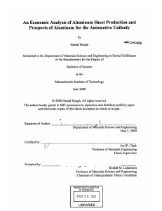 An  Economic  Analysis  of Aluminum  Sheet... Prospects  of Aluminum  for the Automotive  Unibody