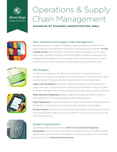 Operations &amp; Supply Chain Management Why Operations and Supply Chain Management?