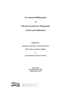 An Annotated Bibliography of Selected Groundwater Management