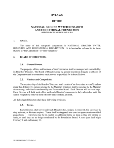 BYLAWS  OF THE NATIONAL GROUND WATER RESEARCH