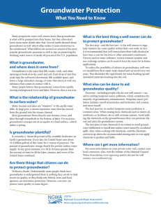 Groundwater Protection What You Need to Know