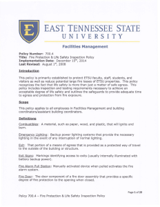 EAST  TENNESSEE  STATE UNIVERSITY Facilities Management Policy Number: