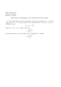 Math 165 Section D Professor Lieberman December 15, 2002