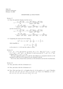 Math 414 Professor Lieberman February 18, 2003 HOMEWORK #4 SOLUTIONS