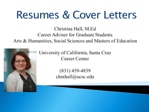 Christina Hall, M.Ed Career Adviser for Graduate Students
