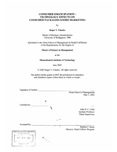 CONSUMER  EMANCIPATION: TECHNOLOGY  EFFECTS ON CONSUMER  PACKAGED-GOODS  MARKETING by