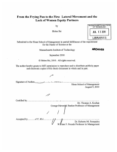 From the  Frying Pan to the Fire:  Lateral... Lack of Women  Equity Partners JUL 13