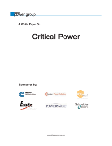 Critical  Power power group A White Paper On Sponsored by: