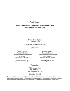 Final Report Development and Evaluation of a Plug-in HEV with