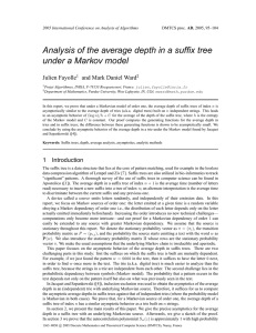 Analysis of the average depth in a suffix tree Julien Fayolle