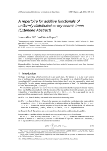 A repertoire for additive functionals of uniformly distributed -ary search trees (Extended Abstract)