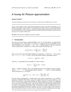 A hooray for Poisson approximation Rudolf Gr¨ubel AD