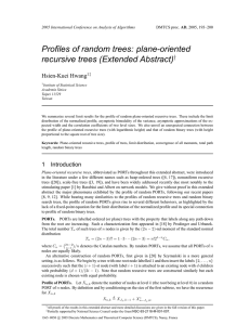 Profiles of random trees: plane-oriented recursive trees (Extended Abstract) † Hsien-Kuei Hwang