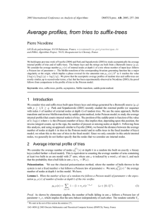 Average profiles, from tries to suffix-trees Pierre Nicod`eme AD