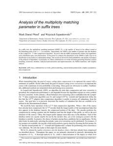 Analysis of the multiplicity matching parameter in suffix trees Mark Daniel Ward