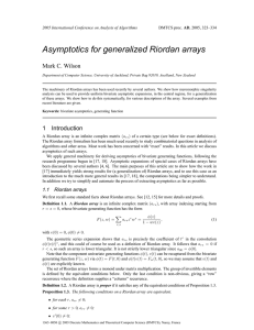 Asymptotics for generalized Riordan arrays Mark C. Wilson AD