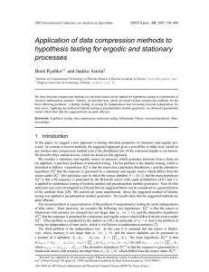 Application of data compression methods to processes Boris Ryabko