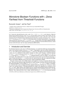 Monotone Boolean Functions with s Zeros Farthest from Threshold Functions Kazuyuki Amano