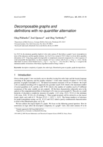 Decomposable graphs and definitions with no quantifier alternation Oleg Pikhurko , Joel Spencer