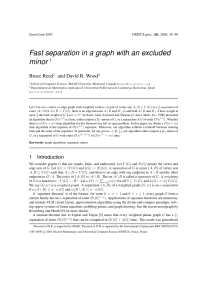 Fast separation in a graph with an excluded minor † Bruce Reed