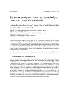 Supermodularity on chains and complexity of maximum constraint satisfaction Vladimir Deineko