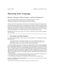 Removing Even Crossings Michael J. Pelsmajer , Marcus Schaefer and Daniel ˇStefankoviˇc