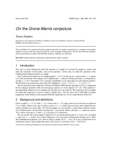 On the Grone-Merris conjecture Tamon Stephen EuroComb 2005 DMTCS proc. AE, 2005, 187–192