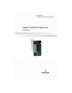 Liebert IntelliSlot Relay Card User Manual