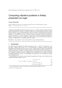 Computing nilpotent quotients in finitely presented Lie rings † Csaba Schneider