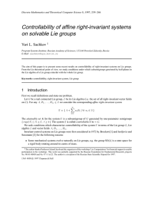 Controllability of affine right-invariant systems on solvable Lie groups Yuri L. Sachkov