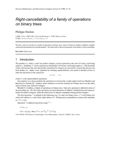 Right-cancellability of a family of operations on binary trees Philippe Duchon