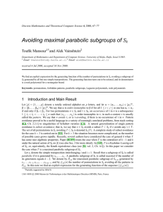 Avoiding maximal parabolic subgroups of S k Toufik Mansour