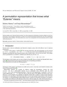 A permutation representation that knows what “Eulerian” means Roberto Mantaci and Fanja Rakotondrajao