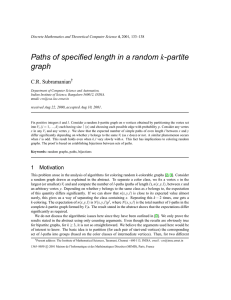 Paths of specified length in a random -partite graph k