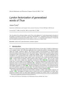 Lyndon factorization of generalized words of Thue Anton ˇ Cern´y