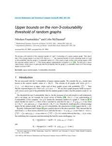 Upper bounds on the non-3-colourability threshold of random graphs Nikolaos Fountoulakis