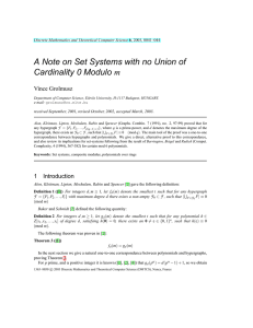 A Note on Set Systems with no Union of m Vince Grolmusz