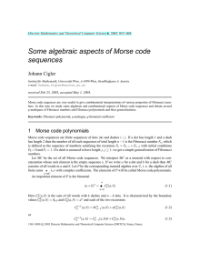 Some algebraic aspects of Morse code sequences Johann Cigler