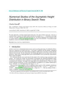 Numerical Studies of the Asymptotic Height Distribution in Binary Search Trees Knessl †