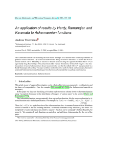 An application of results by Hardy, Ramanujan and Andreas Weiermann 1†