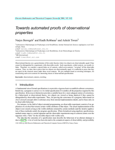 Towards automated proofs of observational properties Narjes Berregeb and Riadh Robbana