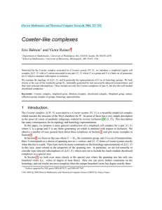 Coxeter-like complexes Eric Babson and Victor Reiner Discrete Mathematics and Theoretical Computer Science