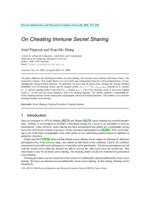 On Cheating Immune Secret Sharing Josef Pieprzyk and Xian-Mo Zhang